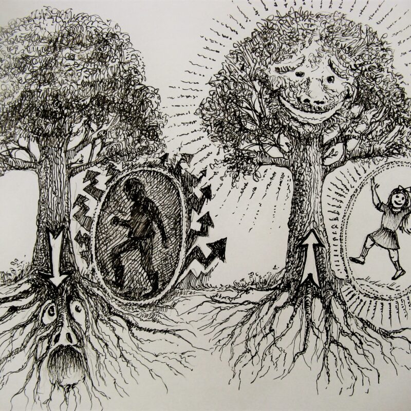 Illustration for the book “Stralende Bomen” (Shining Trees) by Sander Funneman og Henk Kieft