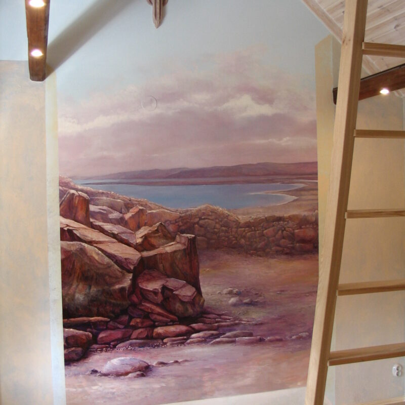 Wall painting of the Dead Sea in a house in Bara, Sweden