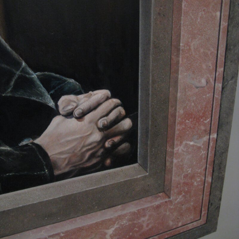 Corner of a painting with 3D effect in marble